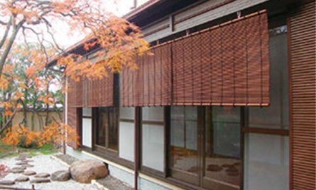 和風ガーデン・坪庭 軒掛けスダレ・エコ竹タテス