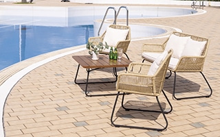 ロープ・天然木・スチール