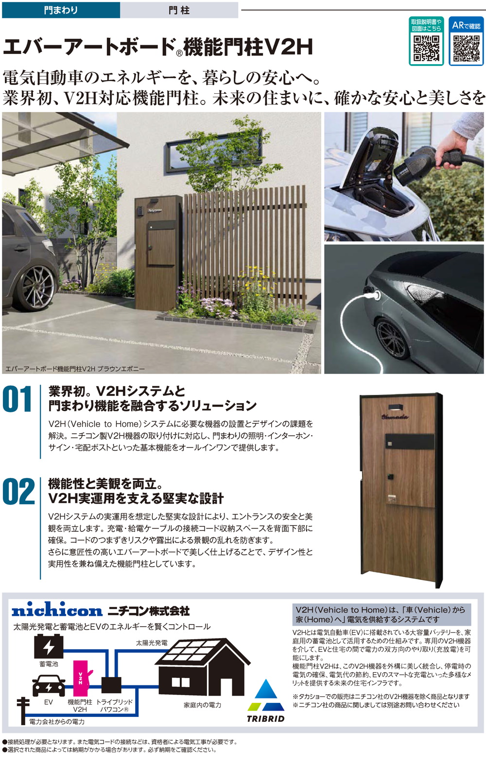 エバーアートボード機能門柱V2H